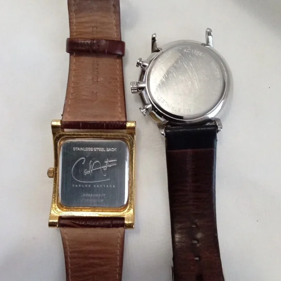 Gold and Black Leather Watches Kennth Cole/Carlos Santana - Picture 3 of 3